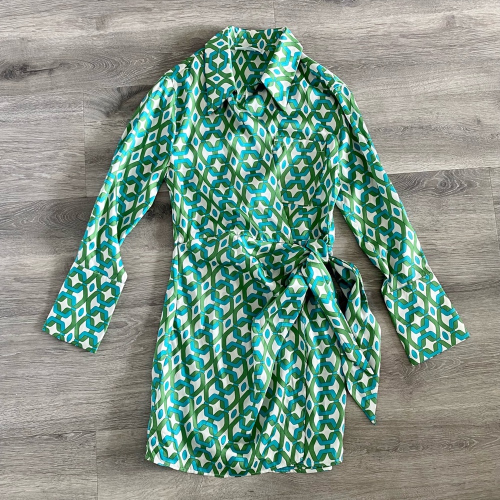 MANGO tie front retro wrap dress
